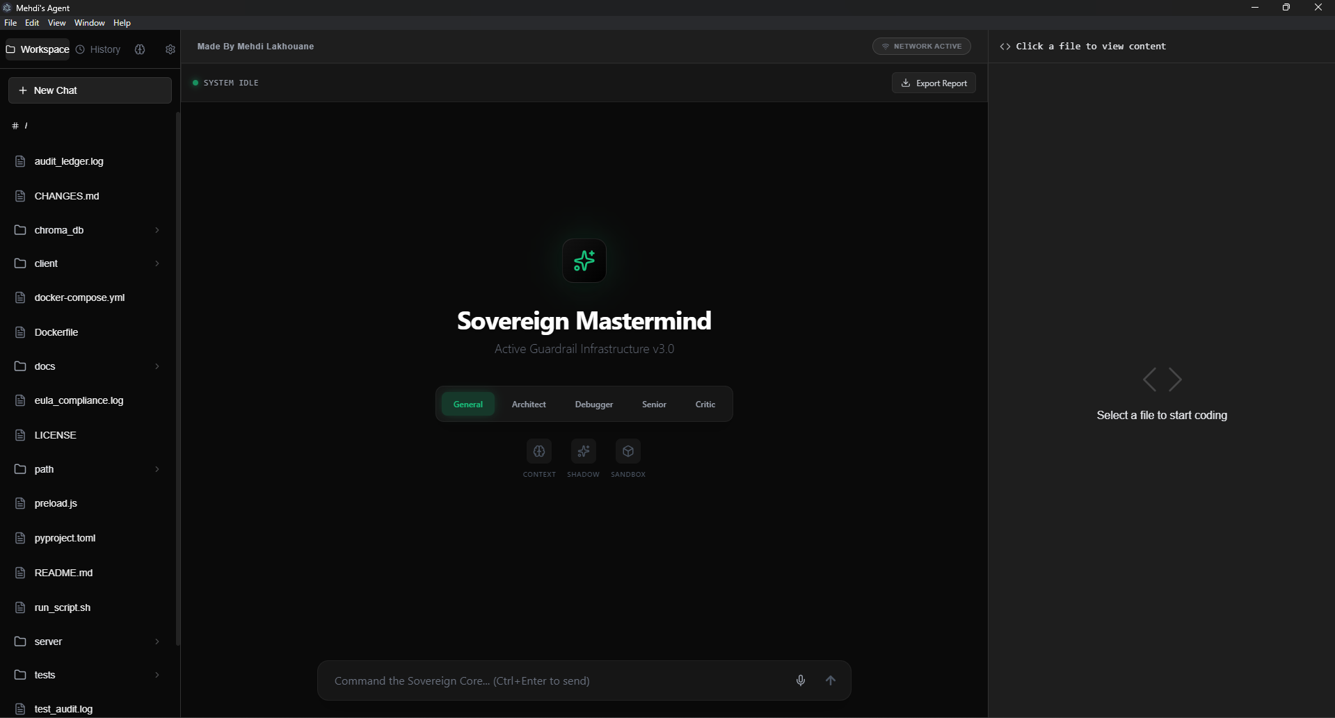 Sovereign Mastermind Desktop App - Home Screen